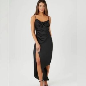 Forever 21 Black Cowl Satin Dress